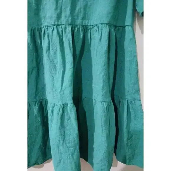 Womens Green Dress Short Sleeve Layered  Size Large Tiered Skirt Fancyinn   #103 - Picture 4 of 5